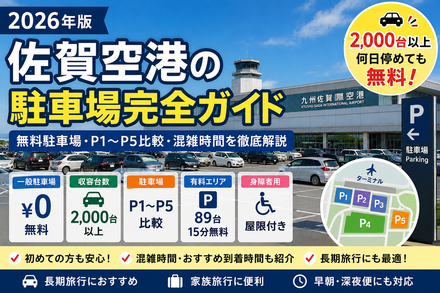 【2026年版】佐賀空港の駐車場完全ガイド|無料駐車場・P1〜P5比較・混雑時間を徹底解説 - Parkey公式サイト
